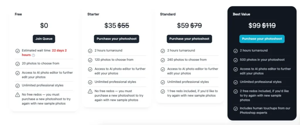 Pricing page