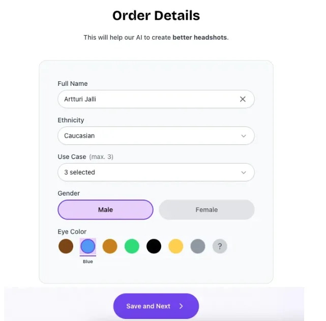 Order details page