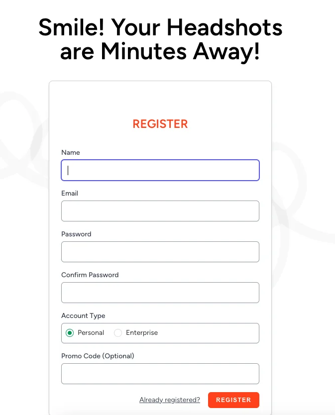 Register page